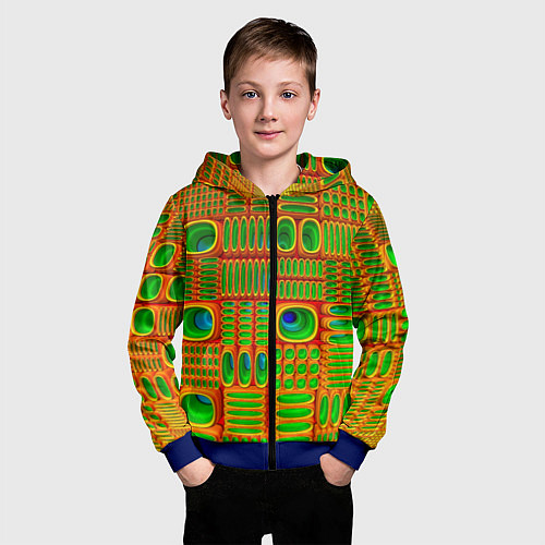 Детская толстовка на молнии ОПТИЧЕСКАЯ АБСТРАКЦИЯ / 3D-Синий – фото 3
