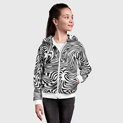 Толстовка на молнии детская Сумасшедшая зебра Абстрактный узор с извилистыми л, цвет: 3D-белый — фото 2