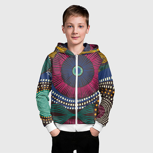 Детская толстовка на молнии Африка Орнамент / 3D-Белый – фото 3
