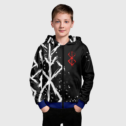 Детская толстовка на молнии БЕРСЕРК - КЛЕЙМО ЖЕРТВЫ / 3D-Синий – фото 3