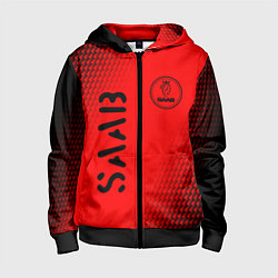 Толстовка на молнии детская СААБ SAAB Карбон FS, цвет: 3D-черный