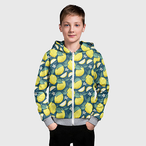 Детская толстовка на молнии Cute lemon pattern / 3D-Меланж – фото 3
