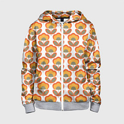 Толстовка на молнии детская ЦВЕТЫ В СТИЛЕ 70х, цвет: 3D-меланж