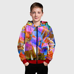 Толстовка на молнии детская Красочный цветочный паттерн Лето Colorful floral p, цвет: 3D-красный — фото 2