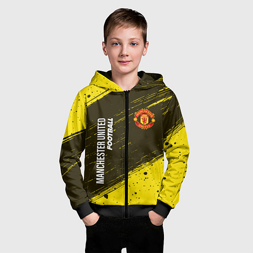 Детская толстовка на молнии MANCHESTER UNITED Football - Краска / 3D-Черный – фото 3