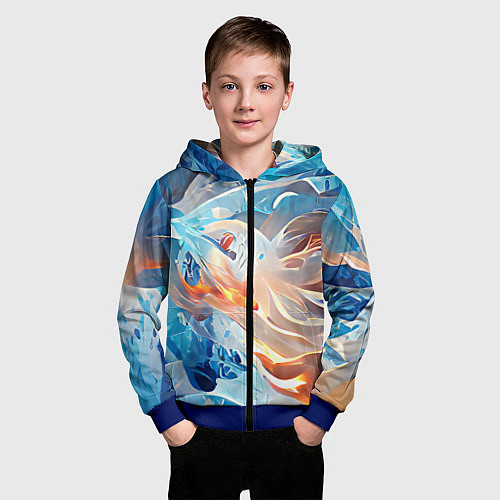 Детская толстовка на молнии Ice & flame / 3D-Синий – фото 3