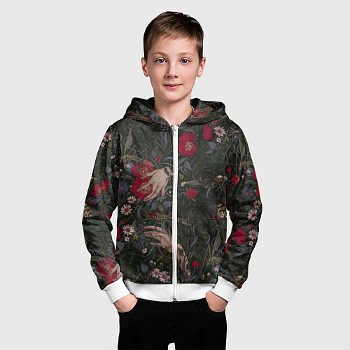 Детская толстовка на молнии Ботаника / 3D-Белый – фото 3
