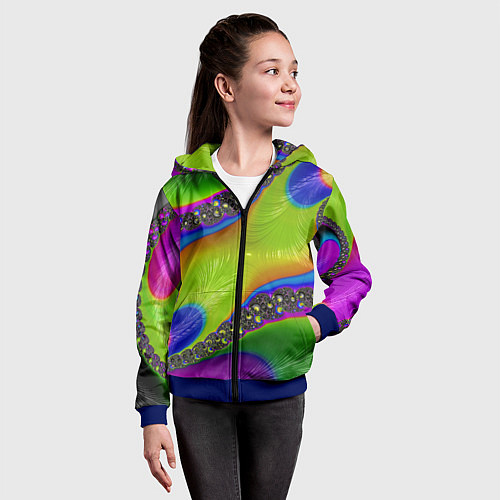 Детская толстовка на молнии Кислотный фрактал Абстракция / 3D-Синий – фото 4