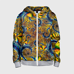 Толстовка на молнии детская FRACTAL COLOR PATTERN, цвет: 3D-меланж