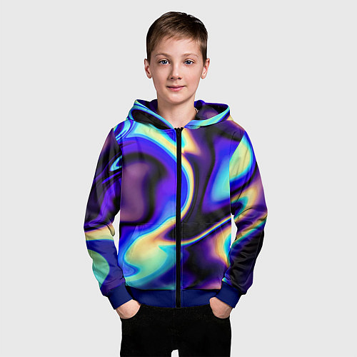Детская толстовка на молнии Цветовая абстракция / 3D-Синий – фото 3