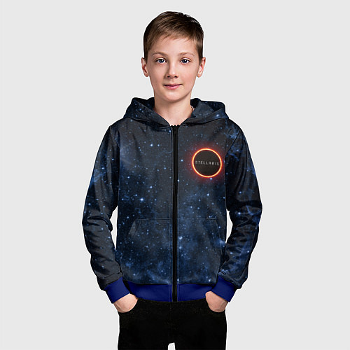 Детская толстовка на молнии Stellaris Black Hole Logo / 3D-Синий – фото 3