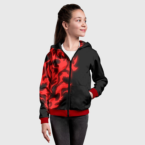 Детская толстовка на молнии КРАСНЫЙ ЩИТ ПРОКЛЯТЫЙ / 3D-Красный – фото 4