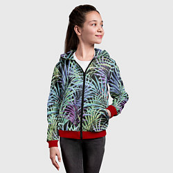 Толстовка на молнии детская Разноцветные Листья Пальм В Ночных Джунглях, цвет: 3D-красный — фото 2