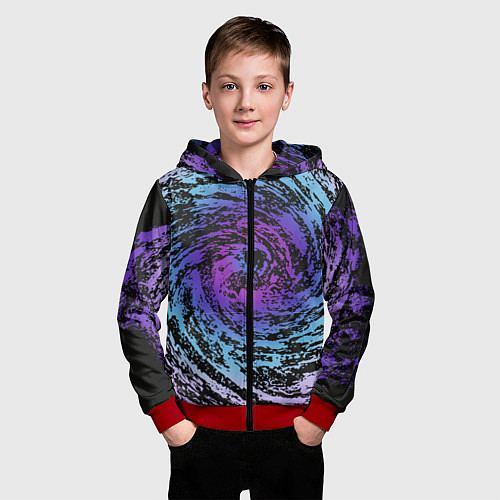 Детская толстовка на молнии Галактика Неон / 3D-Красный – фото 3
