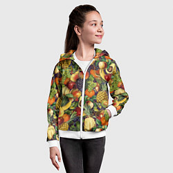 Толстовка на молнии детская Вкусные Летние Фрукты, цвет: 3D-белый — фото 2