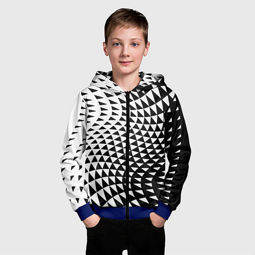 Детская толстовка на молнии Минималистический авангардный паттерн / 3D-Синий – фото 3