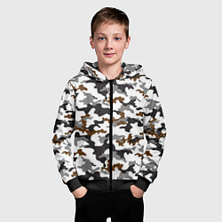 Толстовка на молнии детская Камуфляж Чёрно-Белый Camouflage Black-White, цвет: 3D-черный — фото 2