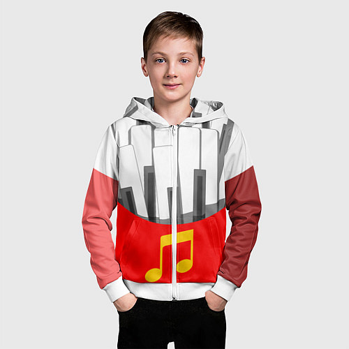 Детская толстовка на молнии Клавиши фортепиано как картошка фри / 3D-Белый – фото 3