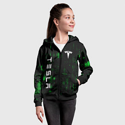 Толстовка на молнии детская Tesla Зеленые точки, цвет: 3D-черный — фото 2