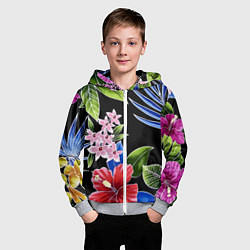 Толстовка на молнии детская Floral vanguard composition Летняя ночь Fashion tr, цвет: 3D-меланж — фото 2