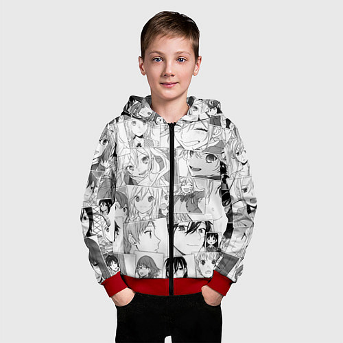Детская толстовка на молнии Horimiya pattern / 3D-Красный – фото 3