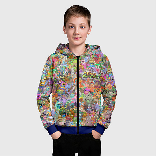 Детская толстовка на молнии MY SINGING MONSTERS Все персонажи / 3D-Синий – фото 3