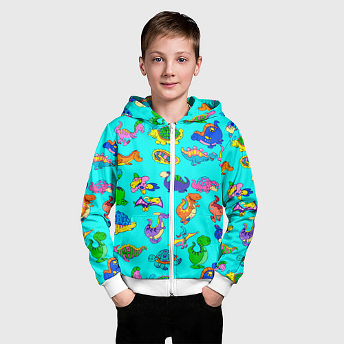 Детская толстовка на молнии PREHISTORIC DINOSAURS / 3D-Белый – фото 3