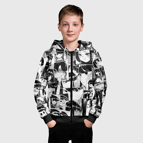 Детская толстовка на молнии Komi san pattern / 3D-Черный – фото 3