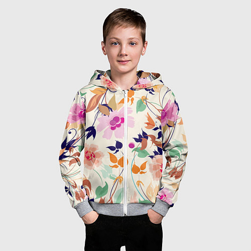 Детская толстовка на молнии Summer floral pattern / 3D-Меланж – фото 3