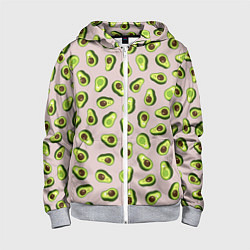 Толстовка на молнии детская Авокадо, текстильный паттерн, цвет: 3D-меланж