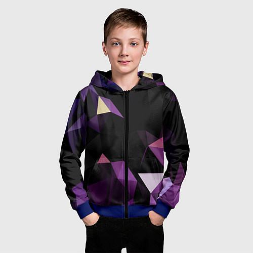 Детская толстовка на молнии Полигональная магия / 3D-Синий – фото 3