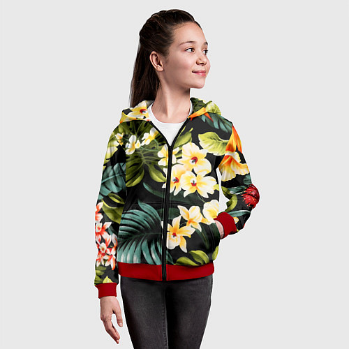 Детская толстовка на молнии Vanguard floral composition Summer / 3D-Красный – фото 4