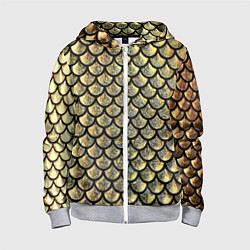 Толстовка на молнии детская Чешуя золотая, цвет: 3D-меланж