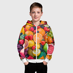 Толстовка на молнии детская ABUNDANCE OF FRUITS, цвет: 3D-белый — фото 2