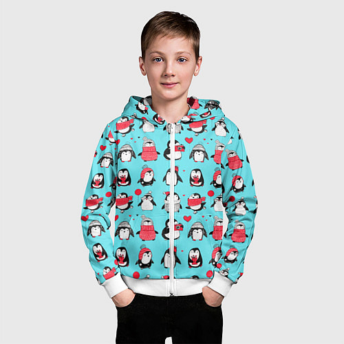 Детская толстовка на молнии PENGUINS ON THE POSITIVE / 3D-Белый – фото 3