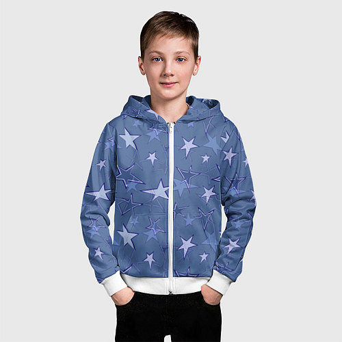 Детская толстовка на молнии Gray-Blue Star Pattern / 3D-Белый – фото 3