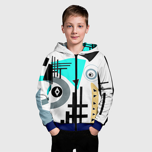 Детская толстовка на молнии Абстрактный современный дизайн / 3D-Синий – фото 3