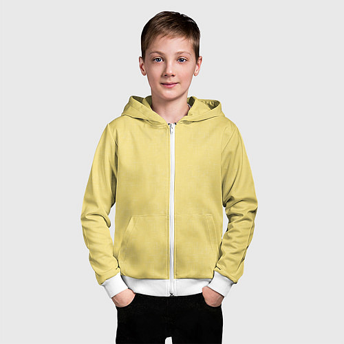 Детская толстовка на молнии Текстурированный лимонно-желтый однотонный / 3D-Белый – фото 3