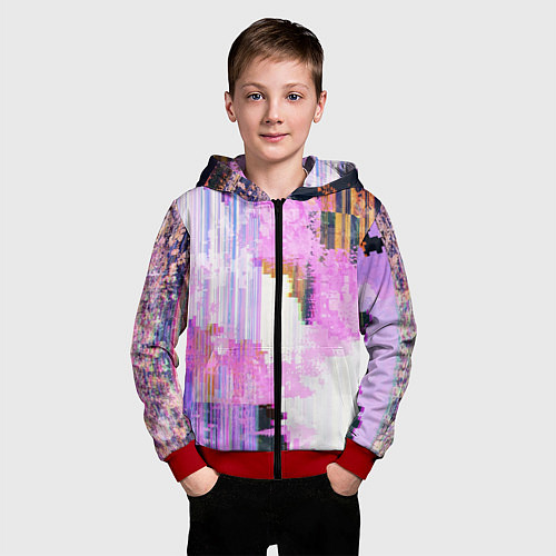 Детская толстовка на молнии Glitch art Fashion trend / 3D-Красный – фото 3