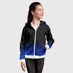 Толстовка на молнии детская Черный с синим градиент, цвет: 3D-белый — фото 2