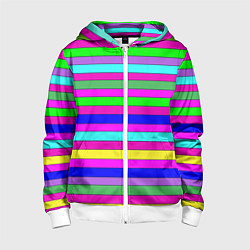 Детская толстовка на молнии Multicolored neon bright stripes