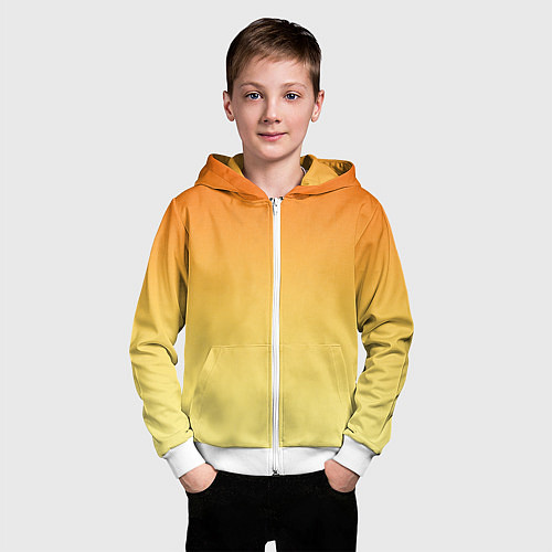 Детская толстовка на молнии Оранжевый, желтый градиент / 3D-Белый – фото 3