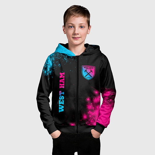 Детская толстовка на молнии West Ham Neon Gradient / 3D-Черный – фото 3