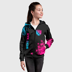 Толстовка на молнии детская West Ham Neon Gradient, цвет: 3D-черный — фото 2