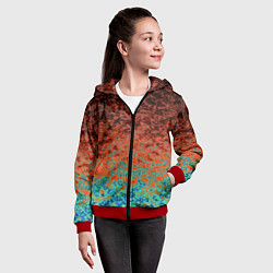 Толстовка на молнии детская Turquoise brown abstract marble pattern, цвет: 3D-красный — фото 2