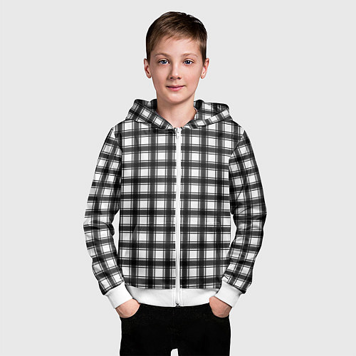 Детская толстовка на молнии Black and white trendy checkered pattern / 3D-Белый – фото 3