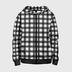 Толстовка на молнии детская Black and white trendy checkered pattern, цвет: 3D-черный