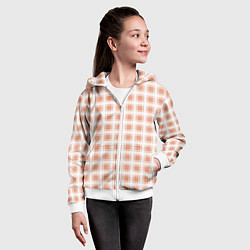 Толстовка на молнии детская Light beige plaid fashionable checkered pattern, цвет: 3D-белый — фото 2