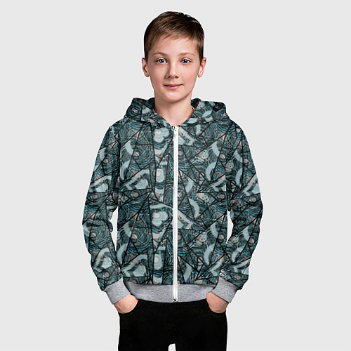Детская толстовка на молнии Гранжевый абстрактный узор на темно сером фоне / 3D-Меланж – фото 3