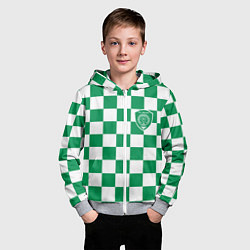 Толстовка на молнии детская ФК Ахмат на фоне бело зеленой формы в квадрат, цвет: 3D-меланж — фото 2